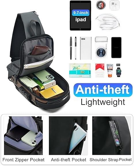 Water Resistant Sling Bag with Multiple Pockets