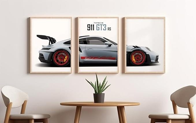 Porsche Framed Wall Art Set of 3 – Luxury Room Decor for Car Lovers - Image 2